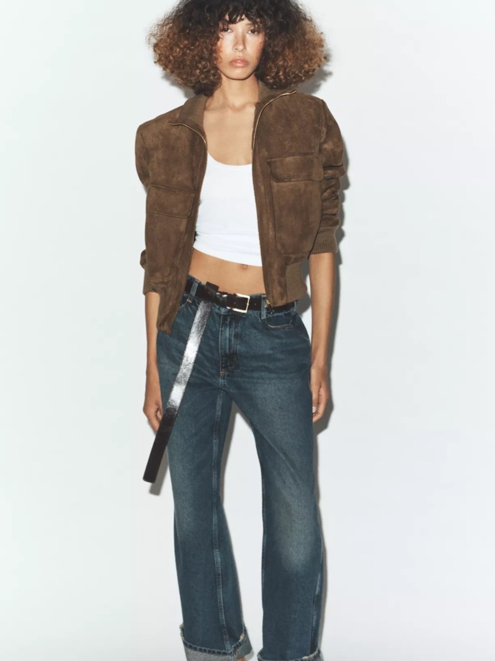 Zara rib high collar bomber jacket